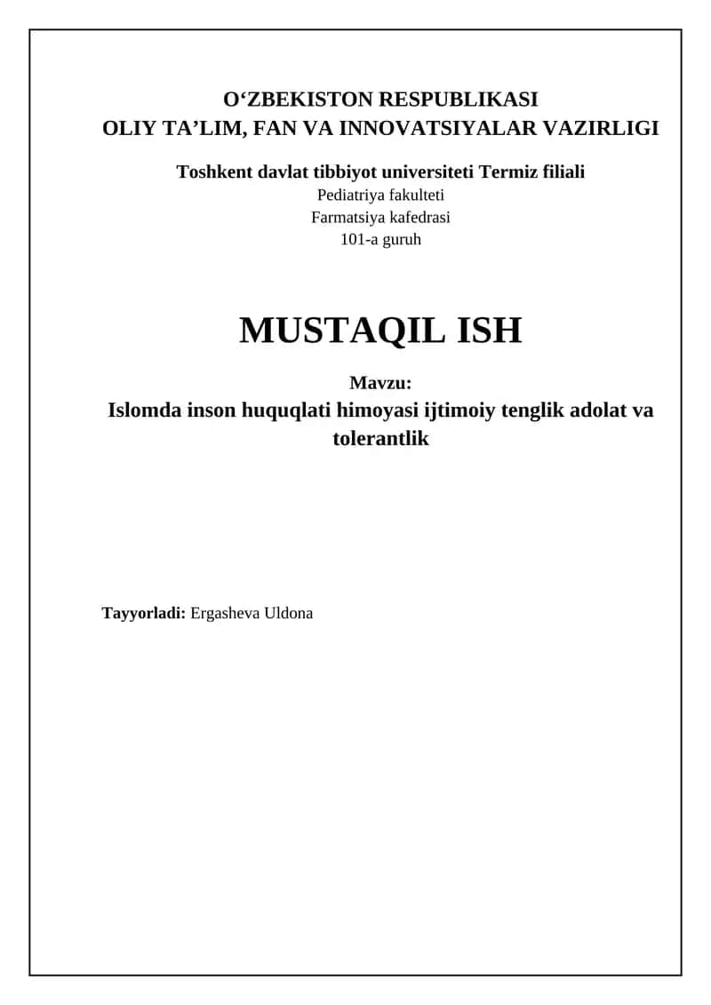 Islomda inson huquqlari himoyasi