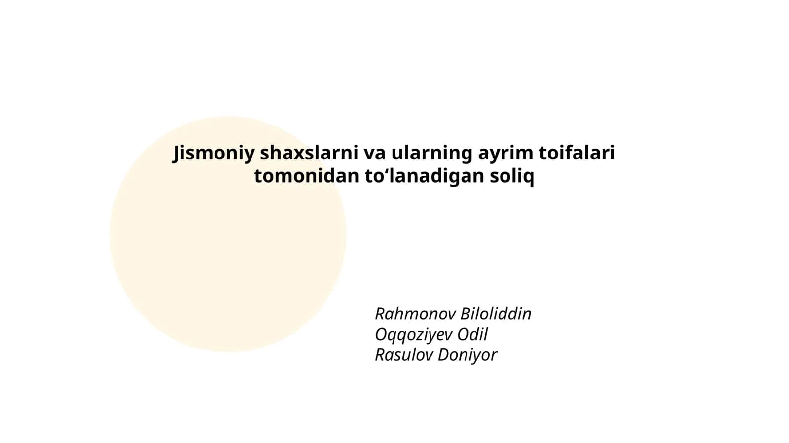Jismoniy shaxslarni va ularning ayrim toifalari tomonidan toʻlanadigan soliq