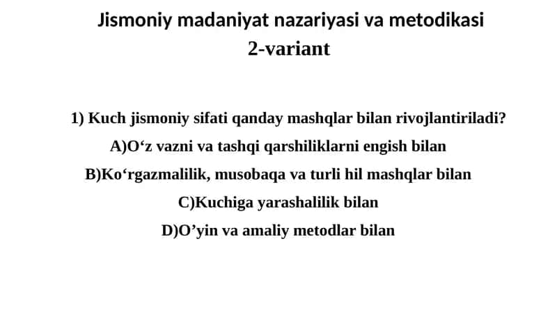 Jismoniymadaniyat nazariyasi va metodikasi