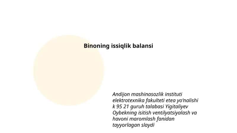 Binoning issiqlik balansi
