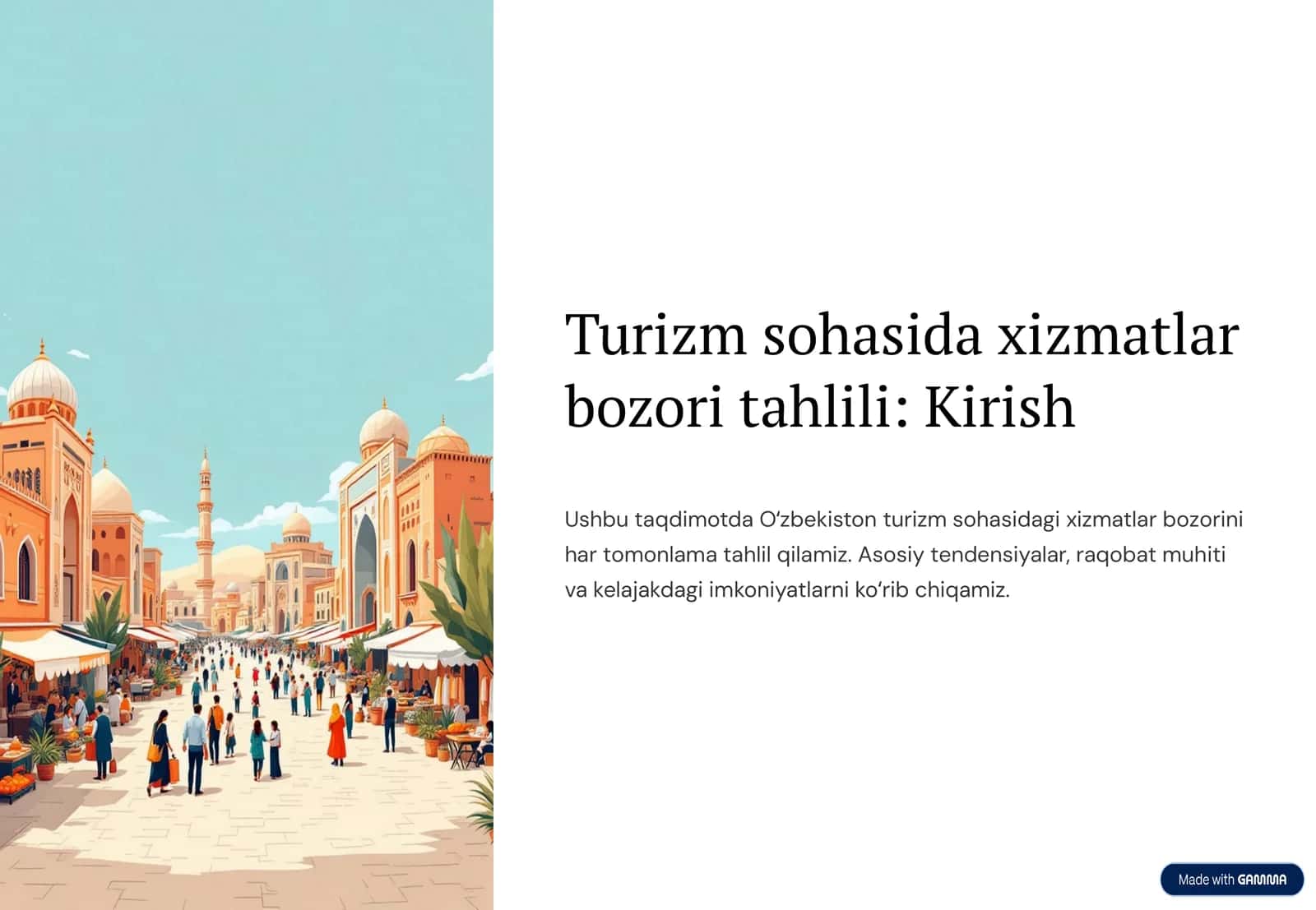 Turizm sohasida xizmatlar bozori tahlili