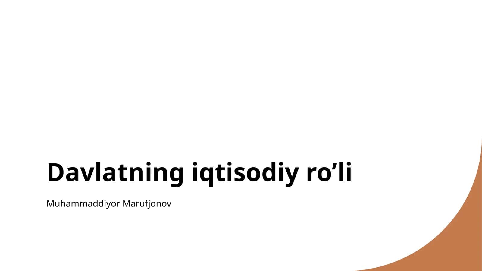 Davlatning iqtisodiy ro’li