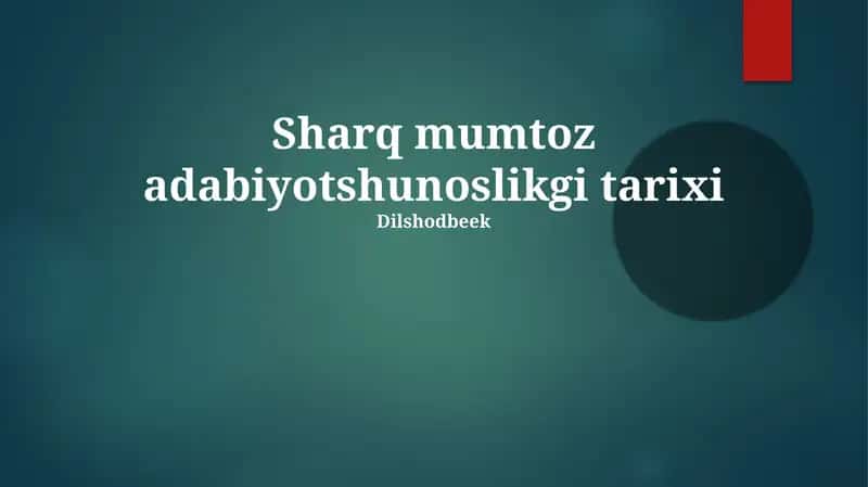Sharq mumtoz adabiyotshunoslikgi tarixi