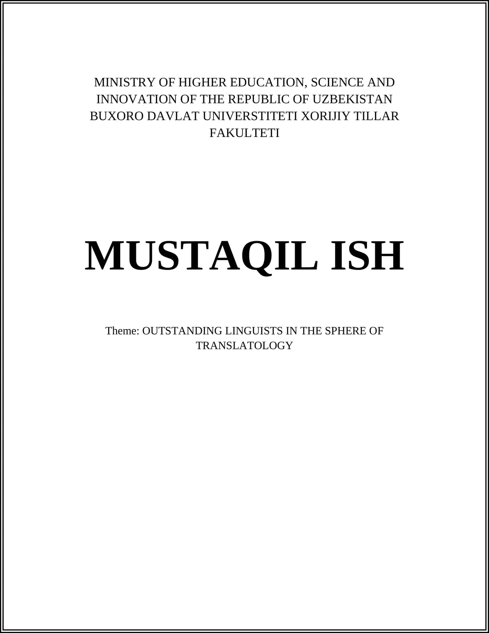 OUTSTANDING LINGUISTS IN THE SPHERE OF TRANSLATOLOGY