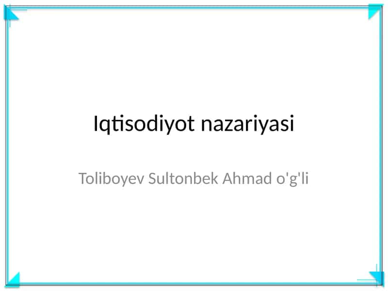 Iqtisodiyot nazariyasi
