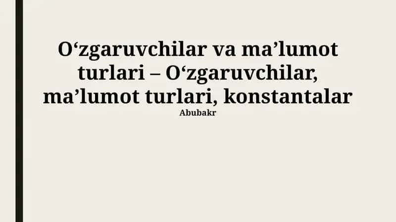 Ma'lumot turlari