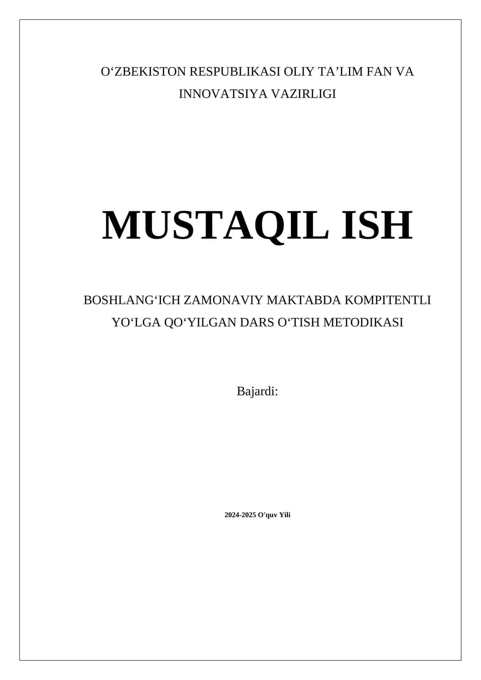 Kompitentli Yondashuvga Asoslangan Dars O'tish Metodikasi