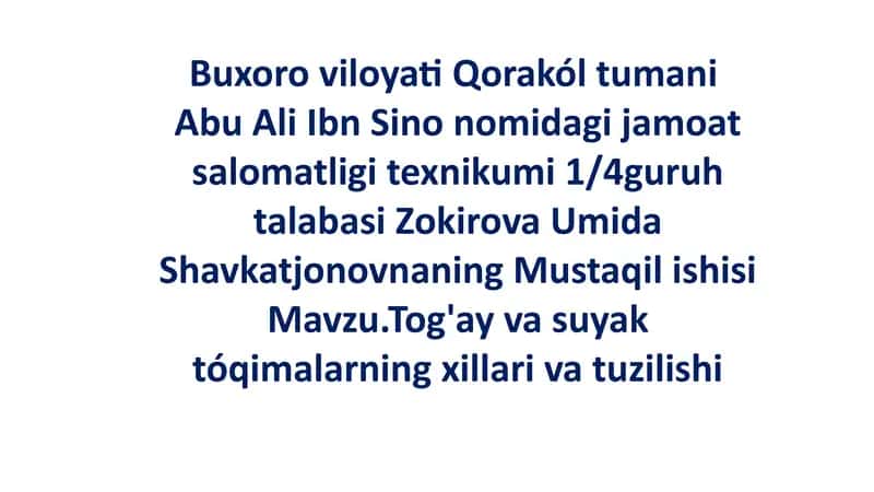 Tog'ay va Suyak To'qimalari: Tuzilishi va Funksiyalari
