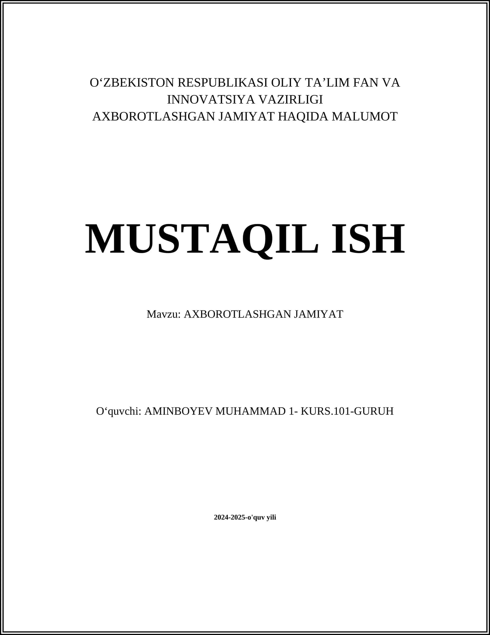 Axborot texnologiyalari rivojlanishi