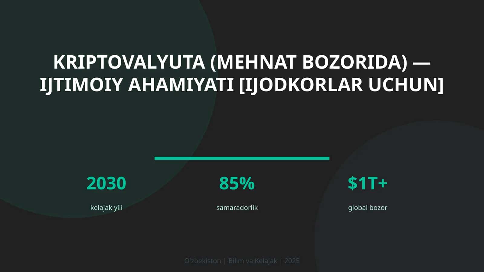 Kriptovalyuta (mehnat bozorida) — ijtimoiy ahamiyati [ijodkorlar uchun]