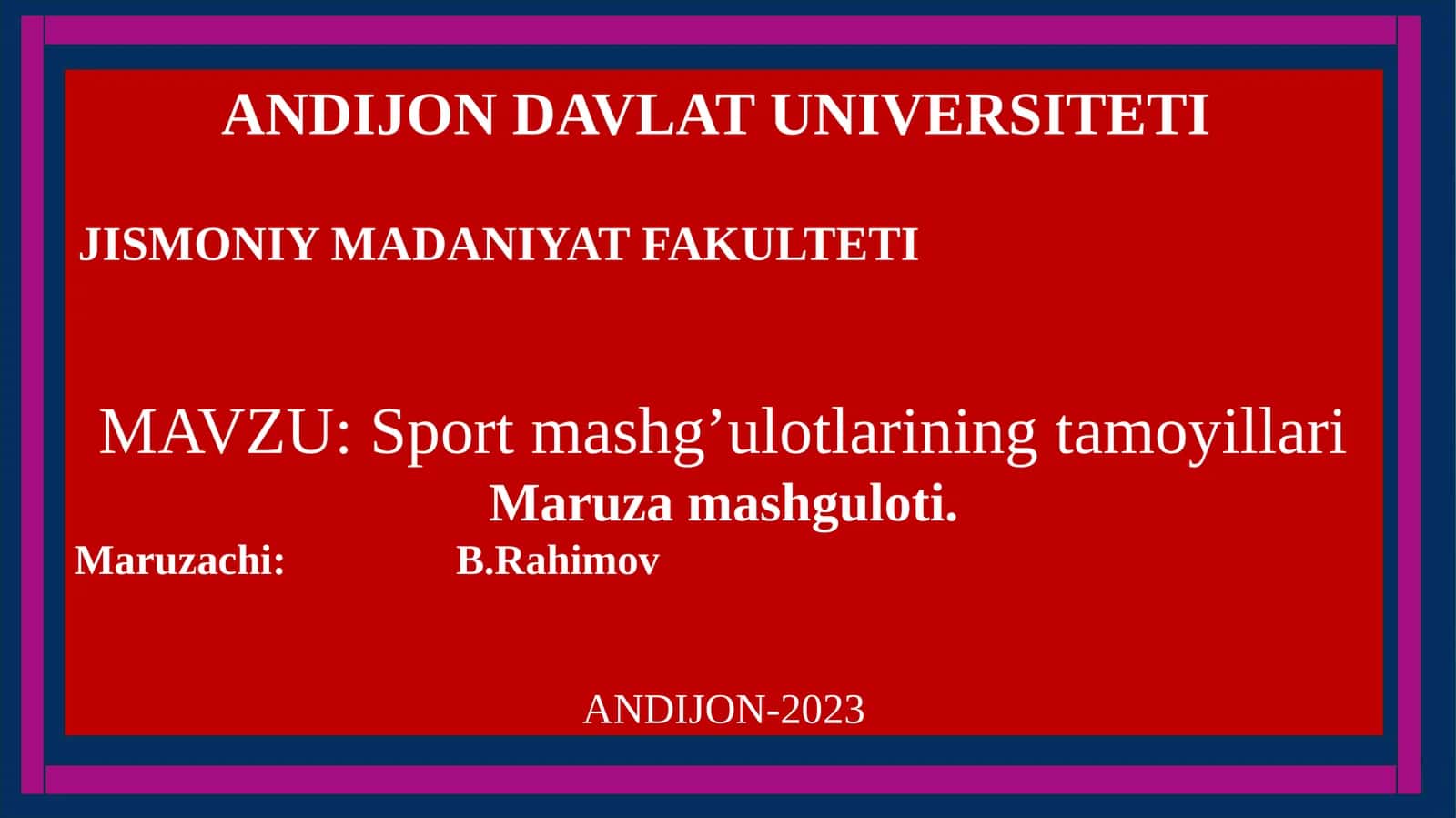 Sport mashg’ulotlarining tamoyillari