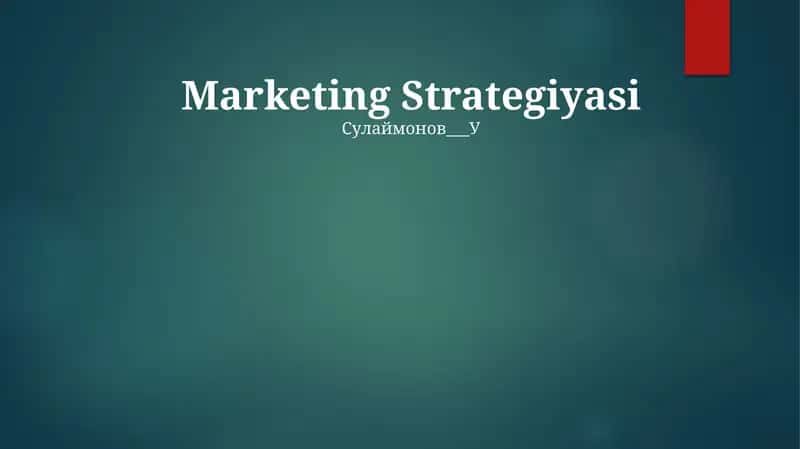 Marketing Strategiyasi