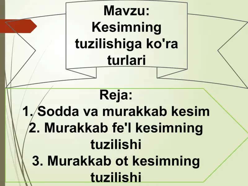 Kesimning tuzilishiga ko'ra turlari