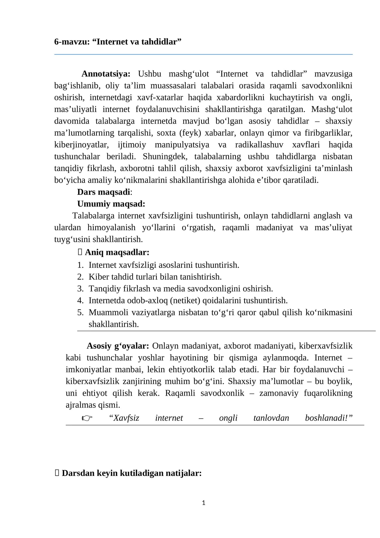 Internet va tahdidlar