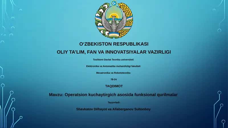 Operatsion kuchaytirgich asosida funksional qurilmalar