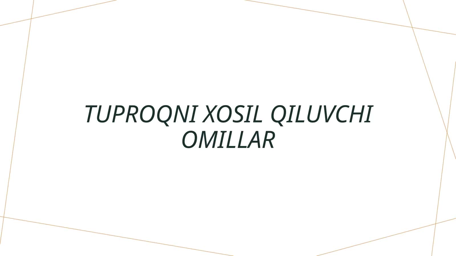 Tuproqni xosil qiluvchi omillar