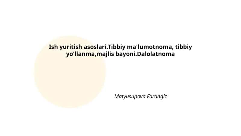 Ish yuritish asoslari