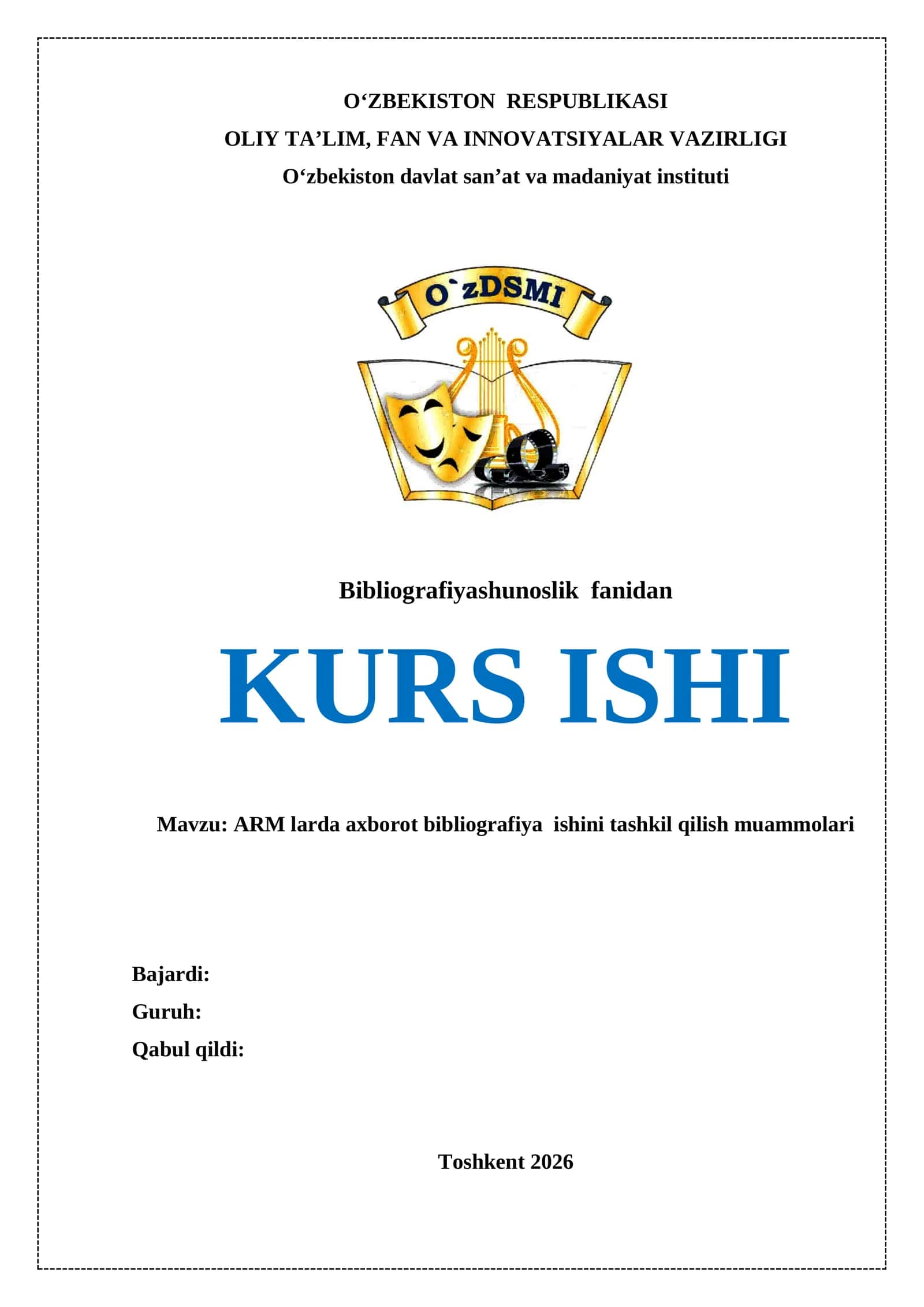 ARM larda axborot bibliografiya ishini tashkil qilish muammolari