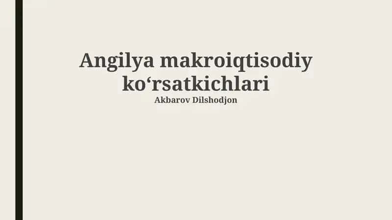 Angilya makroiqtisodiy koʻrsatkichlari