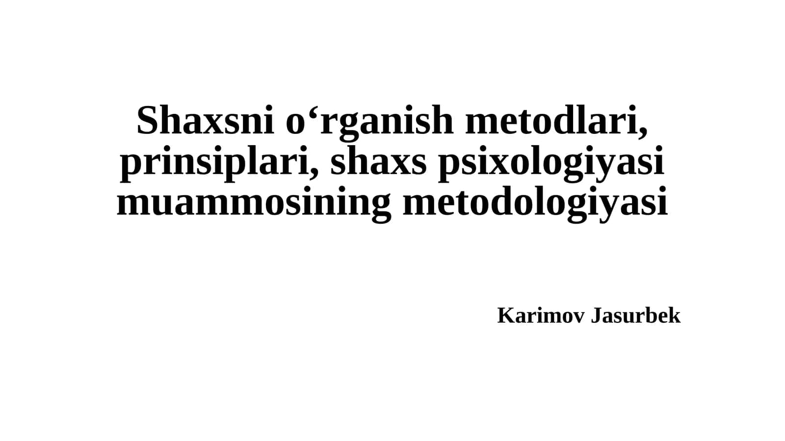 Shaxs psixologiyasi