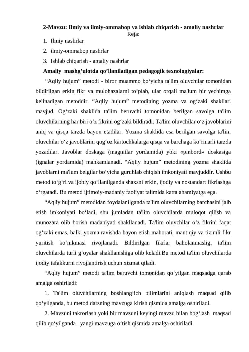 Ilmiy va ilmiy ommabop va ishlab chiqarish-amaliy nashrlar