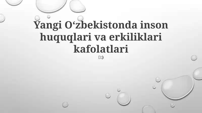 Yangi Oʻzbekistonda inson huquqlari va erkiliklari kafolatlari