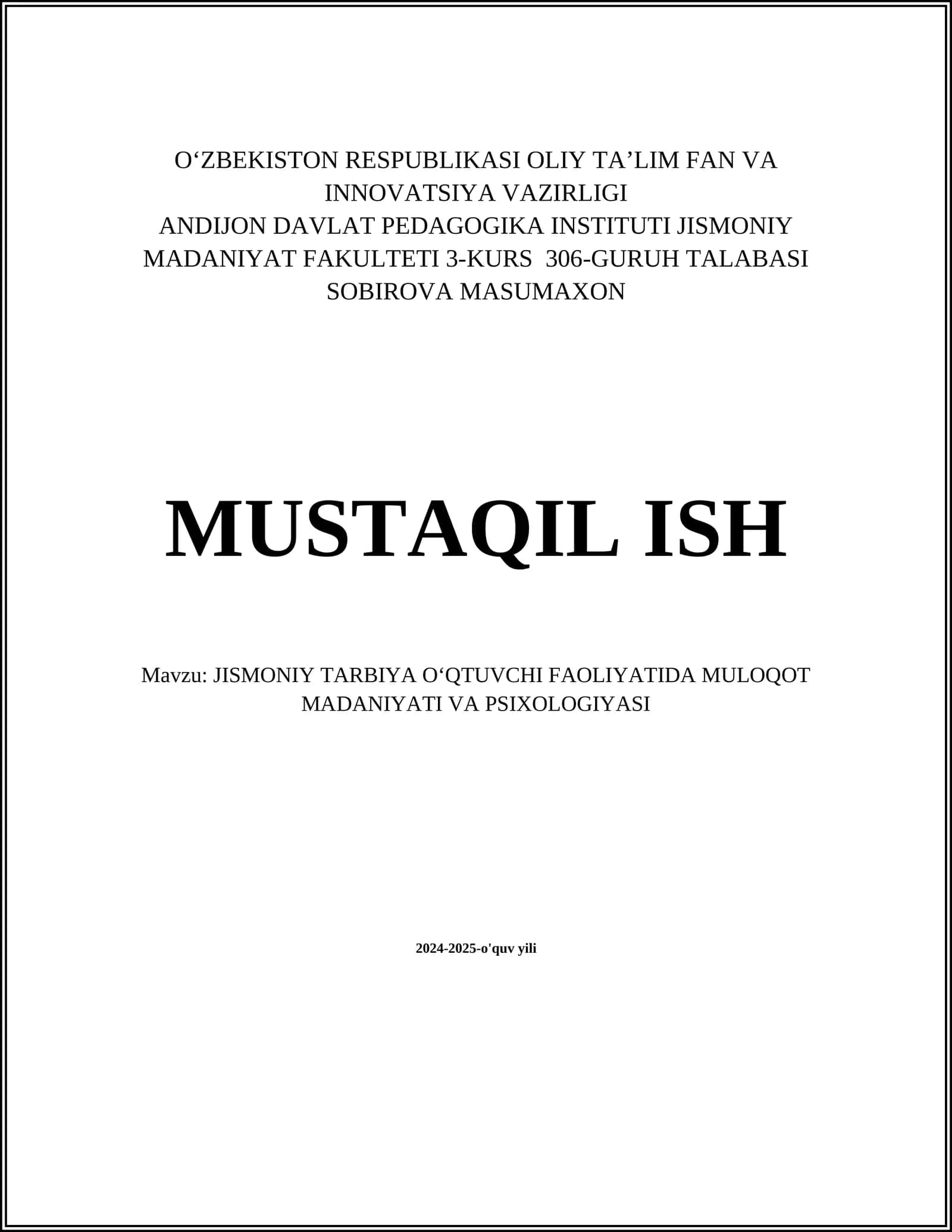 Jismoniy tarbiya darslarida muloqot madaniyati o'rni