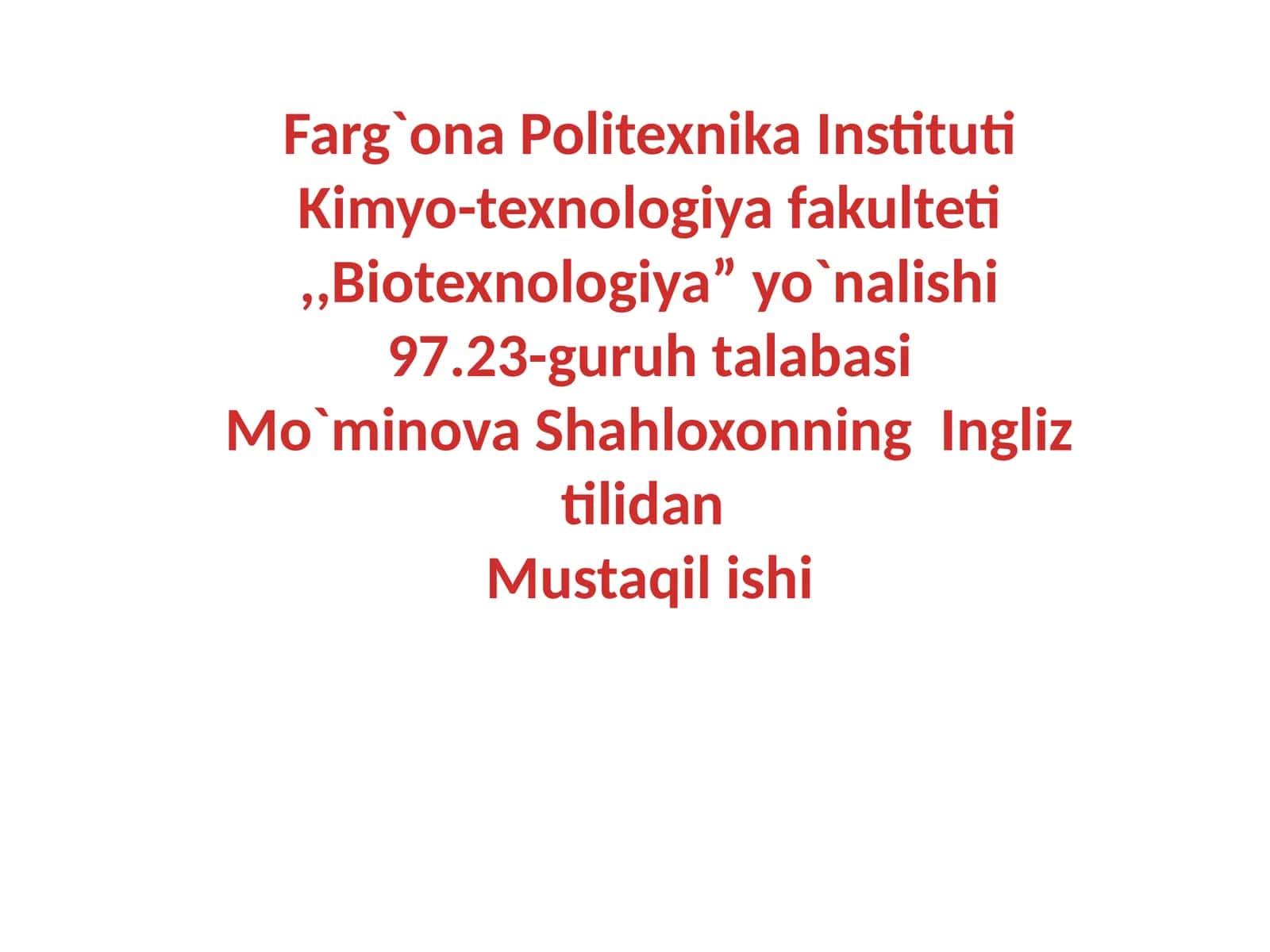 Kimyo-texnologiyafakulteti,,Biotexnologiya”yo`nalishi