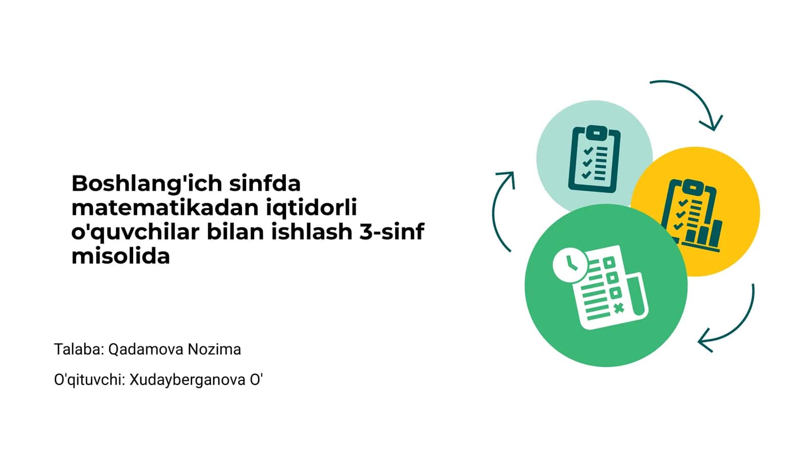 Boshlang'ich sinfda matematikadan iqtidorli o'quvchilar bilan ishlash 3-sinf misolida