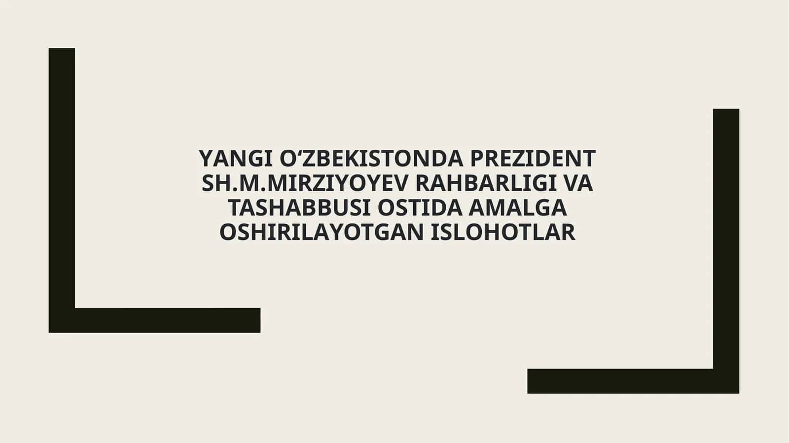 Yangi O'zbekistonda Sh. Mirziyoyev boshchiligidagi amalga oshirilayotgan islohotlar