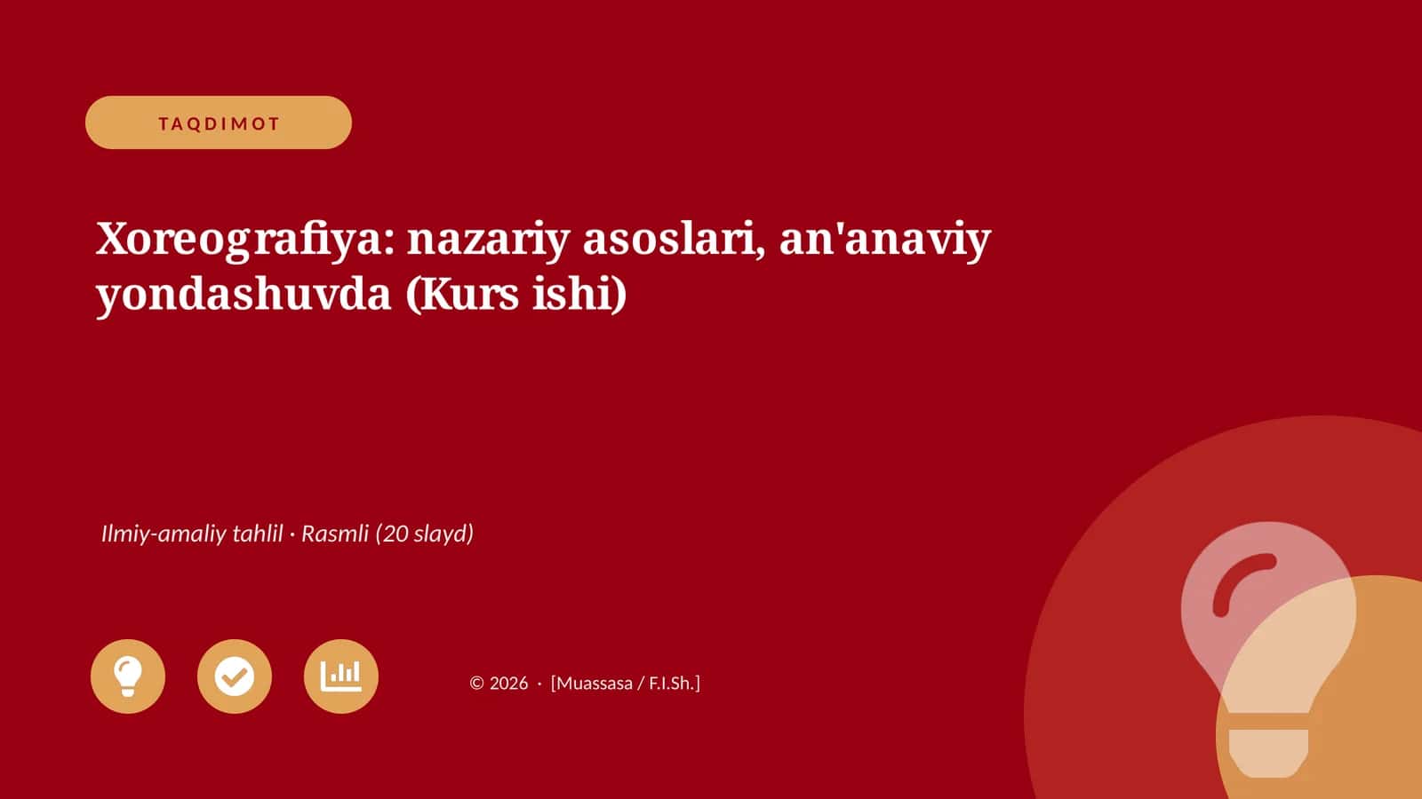 Xoreografiya: nazariy asoslari, an'anaviy yondashuvda (Kurs ishi)
