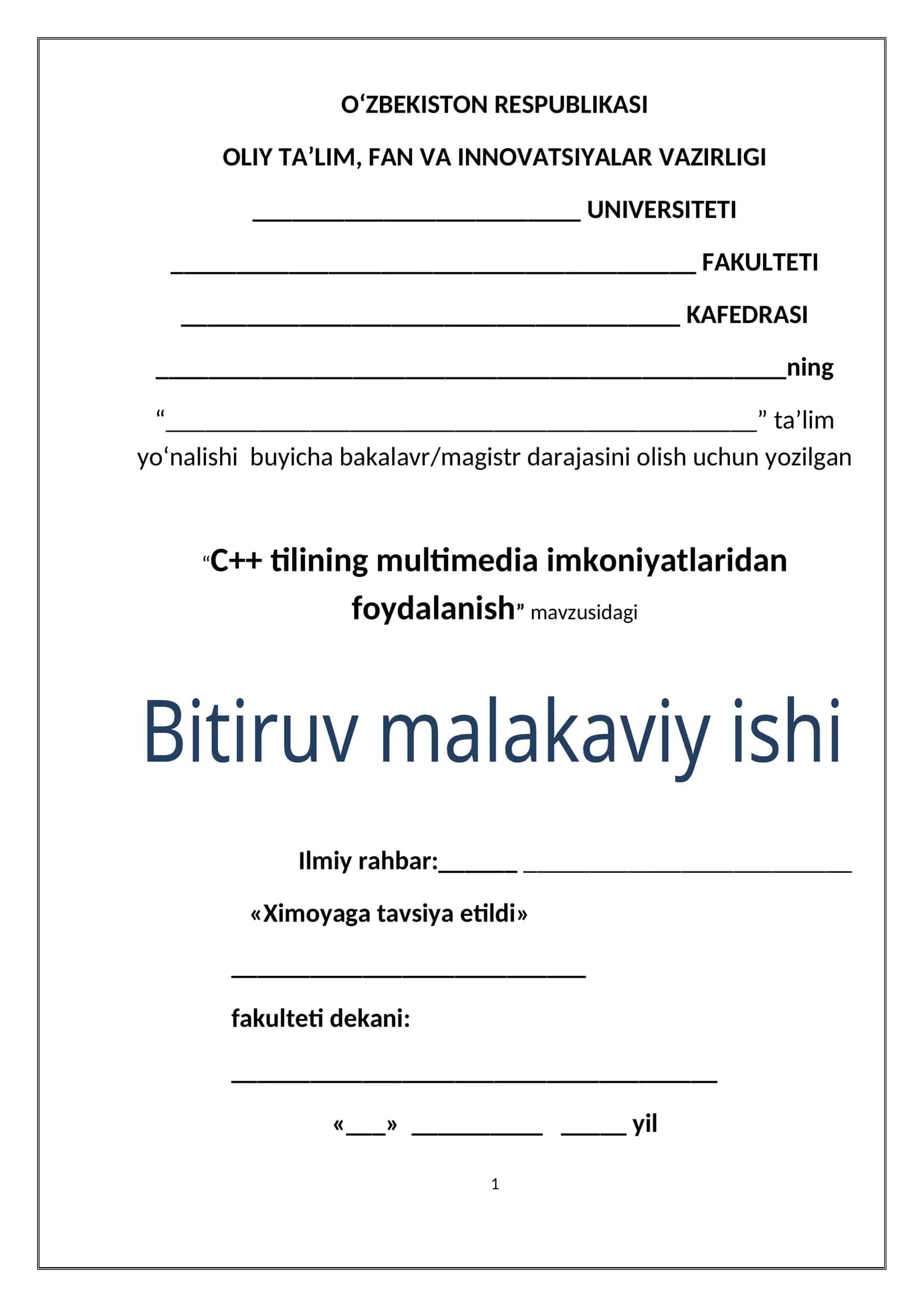 C++ tilining multimedia imkoniyatlaridan foydalanish