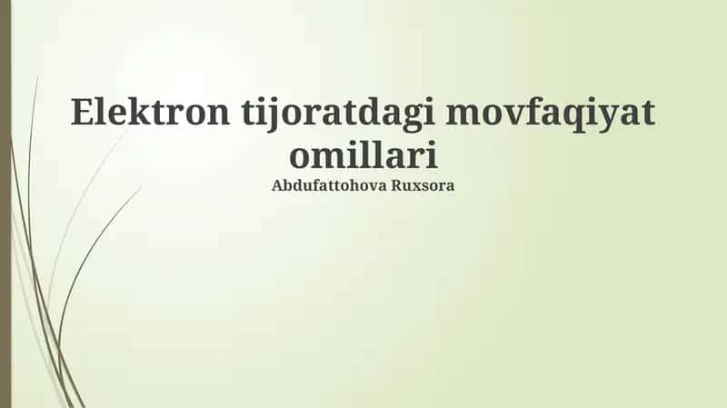 Elektron tijoratdagi movfaqiyat omillari