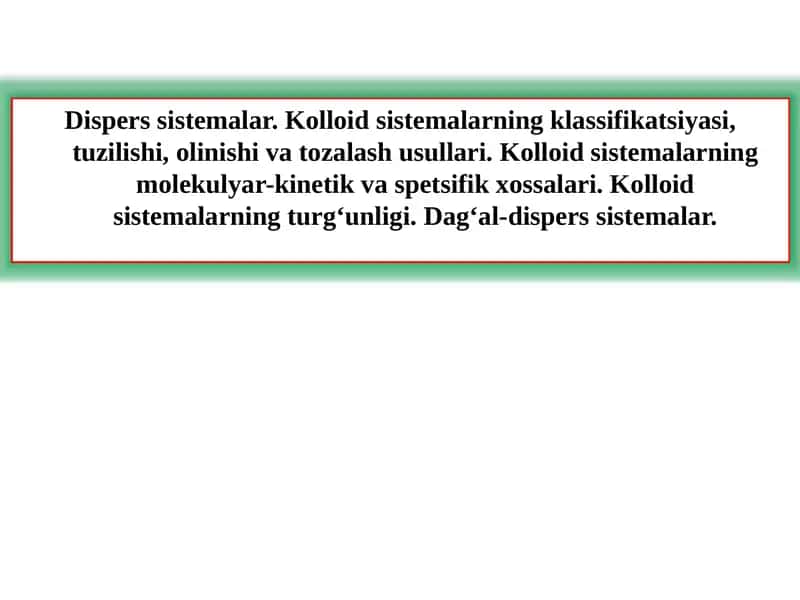 Disperssistemalar