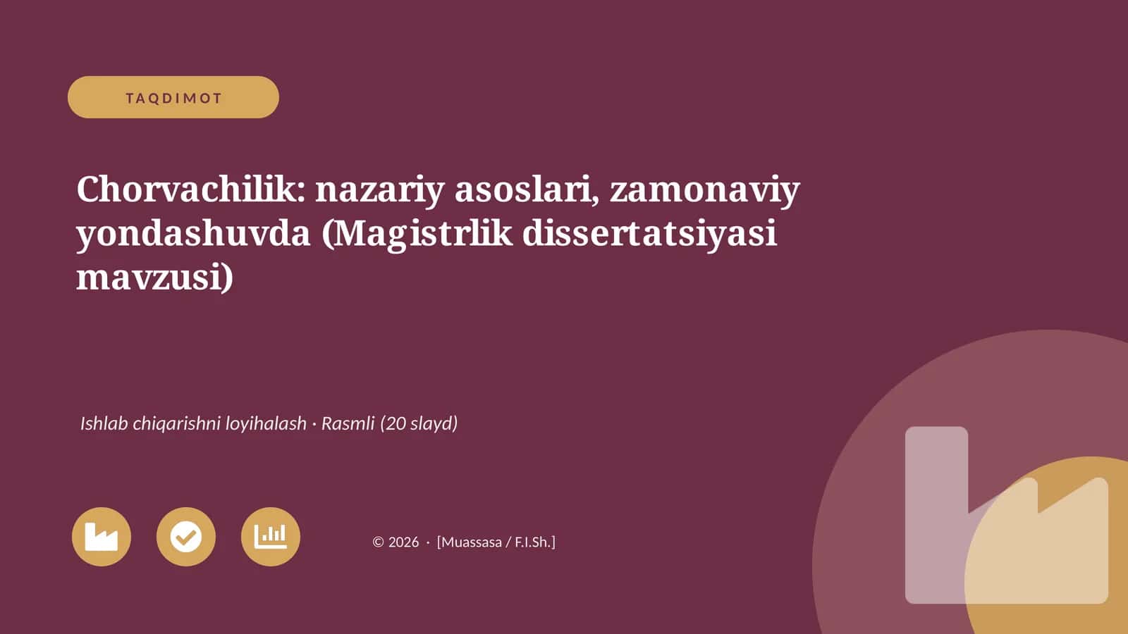 Chorvachilik: nazariy asoslari, zamonaviy yondashuvda (Magistrlik dissertatsiyasi mavzusi)