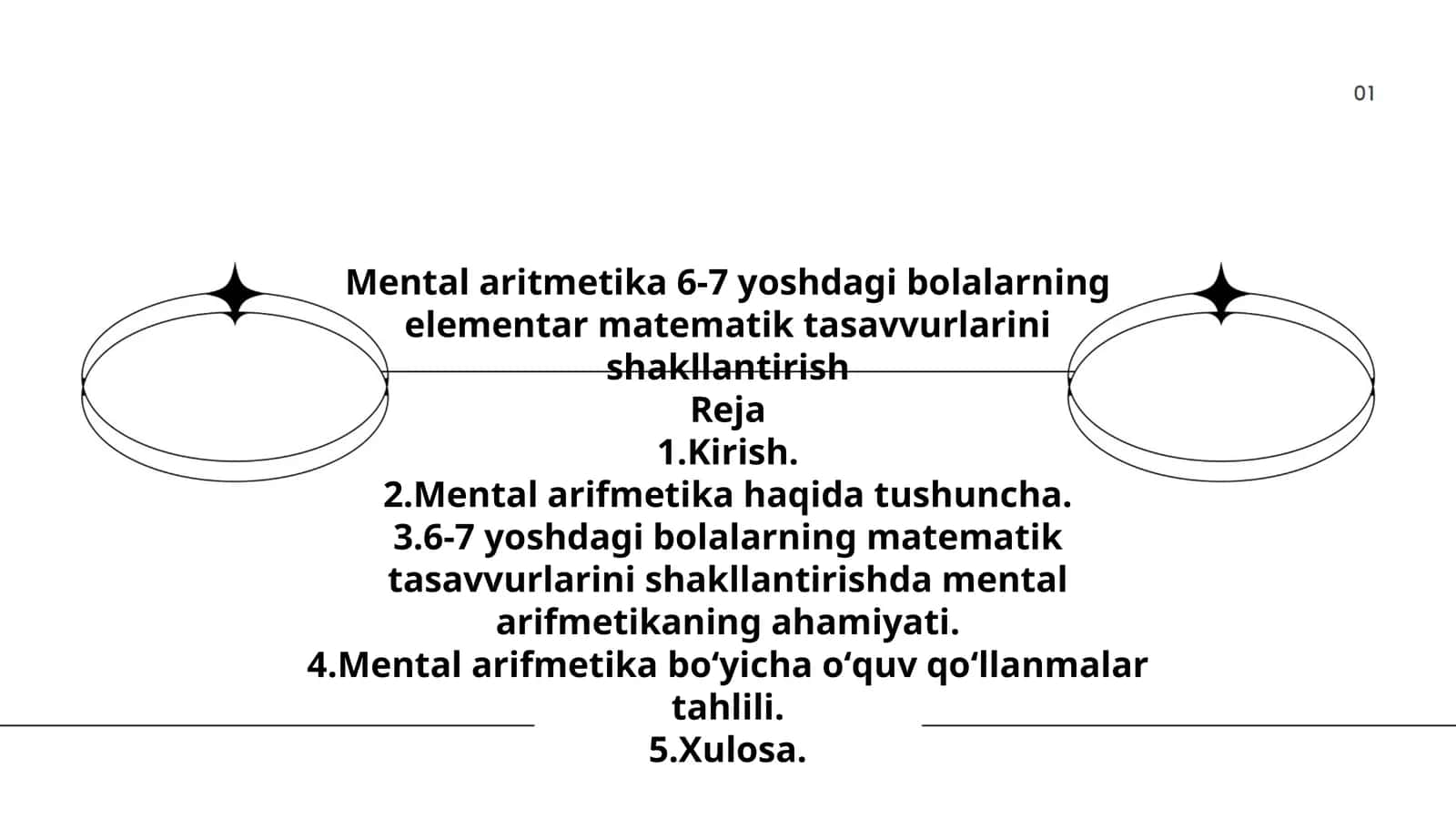 Mental aritmetika 6-7 yoshdagi bolalarning elementar matematik tasavvurlarini shakllantirish