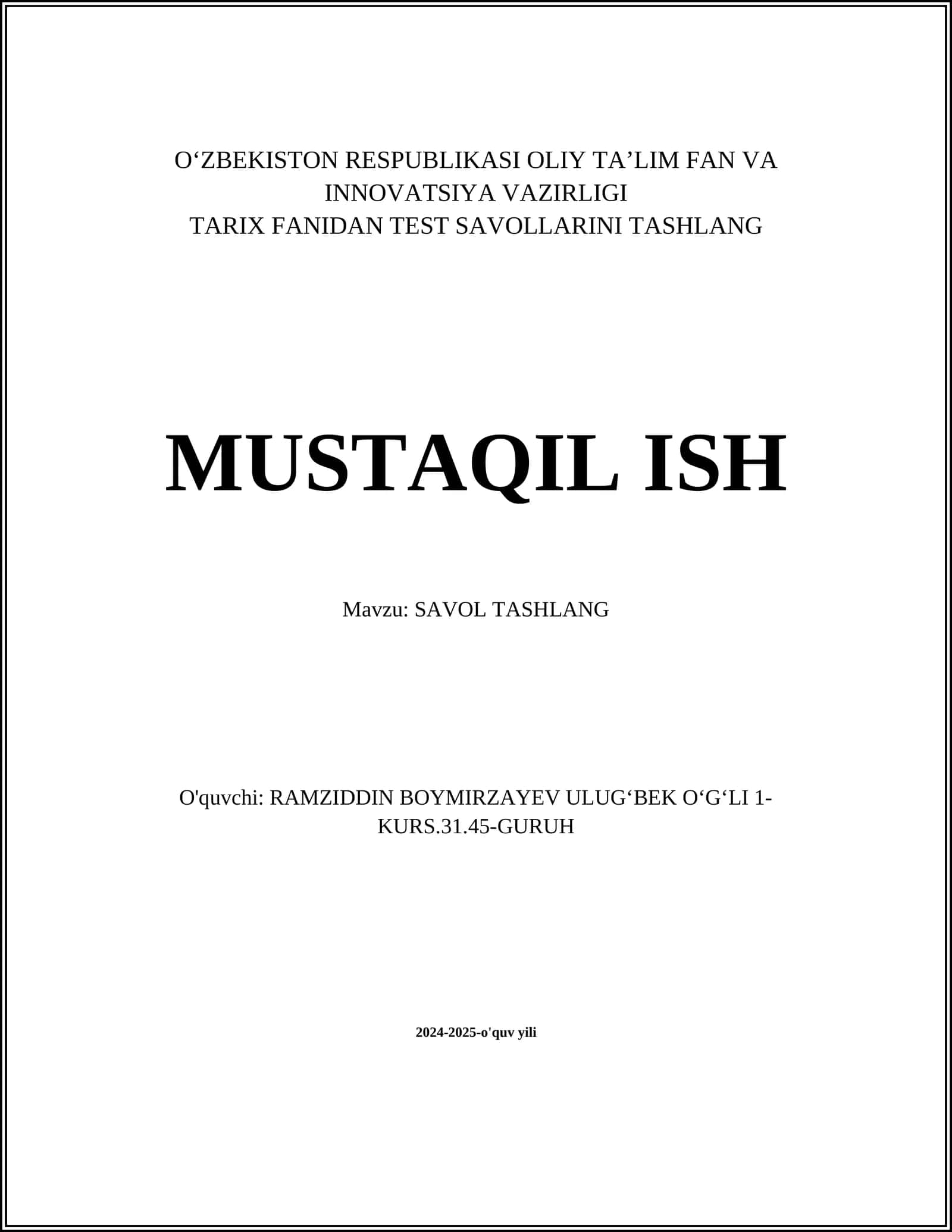 SAVOL TASHLANG