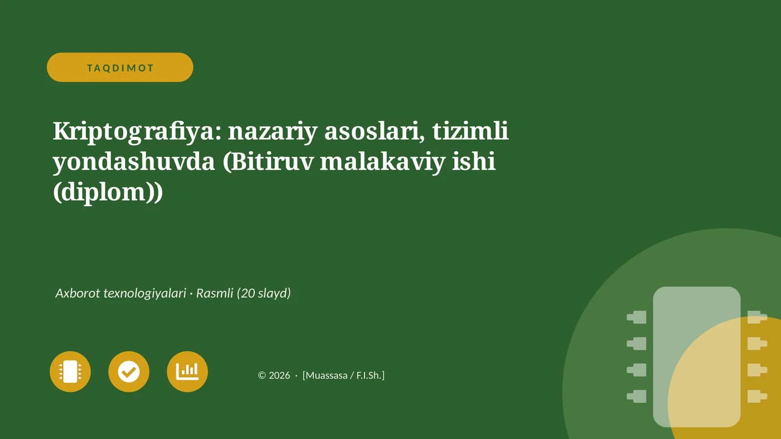 Kriptografiya: nazariy asoslari, tizimli yondashuvda (Bitiruv malakaviy ishi (diplom))