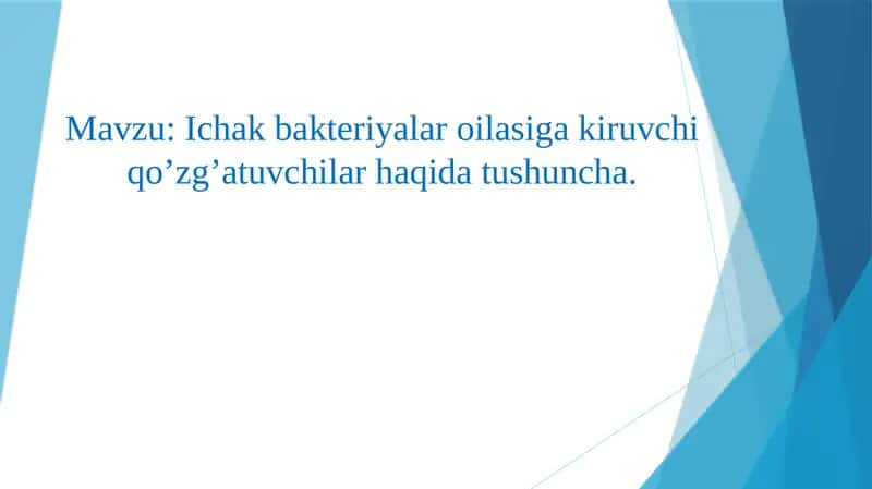 Ichakbakteriyalar oilasi ga kiruvchi qo’zg’atuvchilar haqida tushuncha