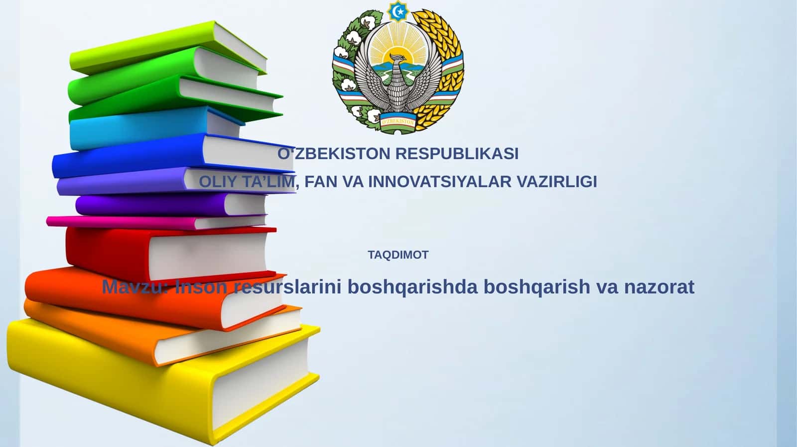Inson resurslarini boshqarishdaboshqarishvanazorat