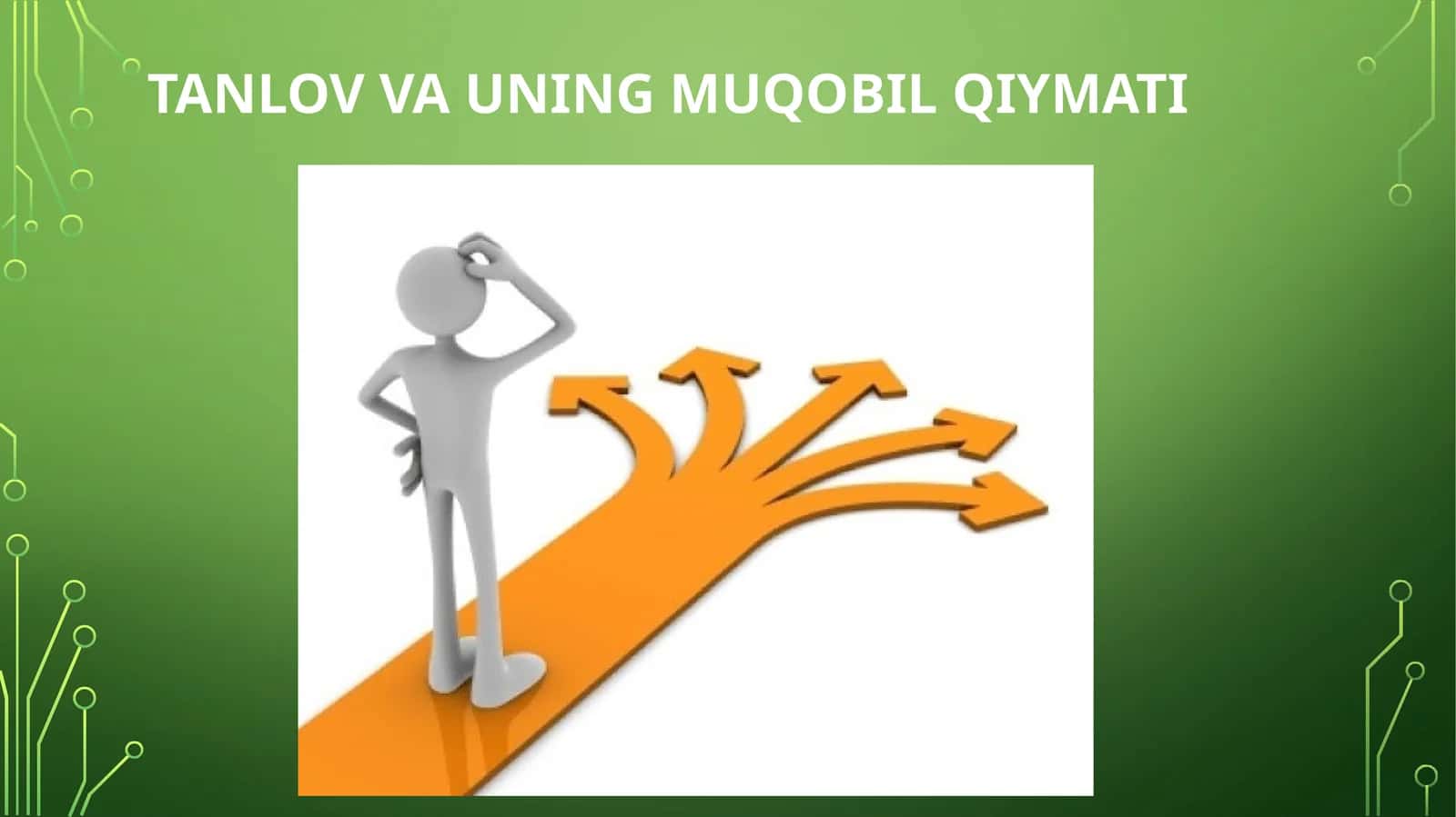 TANLOV VA UNING MUQOBIL QIYMATI
