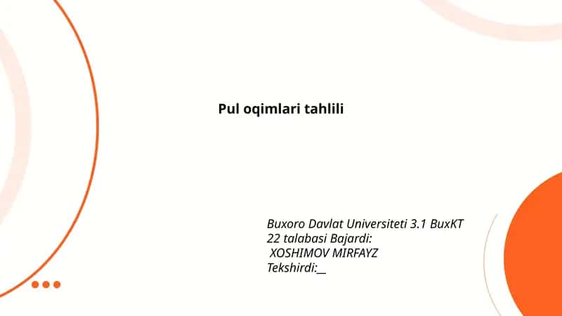 Pul oqimlari tahlili