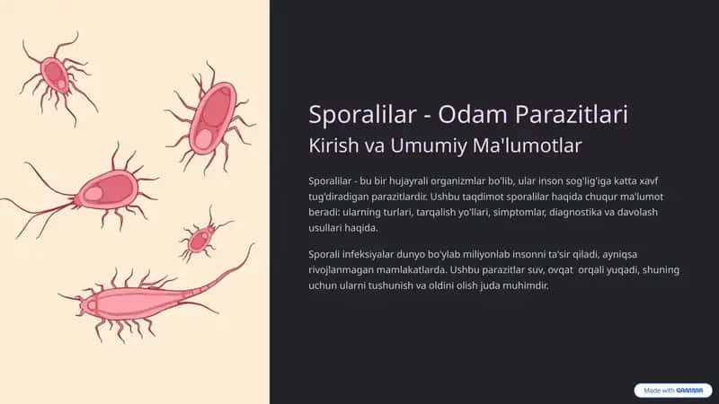 Sporalilar -odam parazitlari