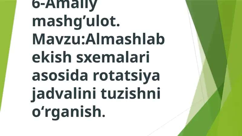 Almashlab ekish sxemalari
