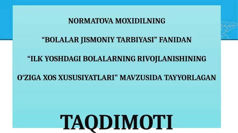 BOLALAR JISMONIY TARBIYASI