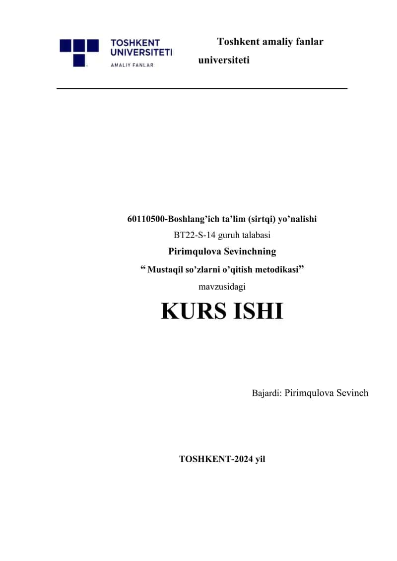 Mustaqil so’zlarni o’qitish metodikasi.