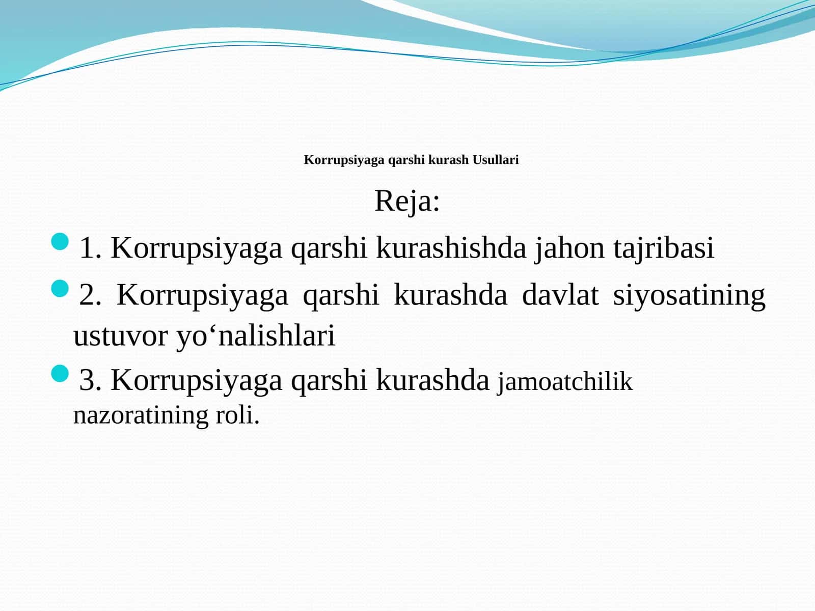 Korrupsiyaga qarshi kurash Usullari