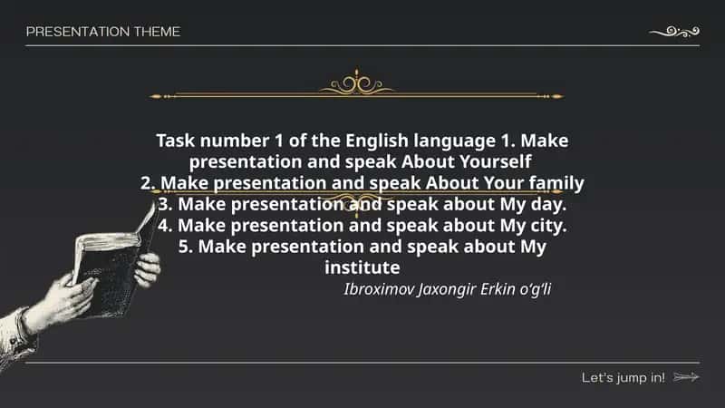 Task number 1 of the English language