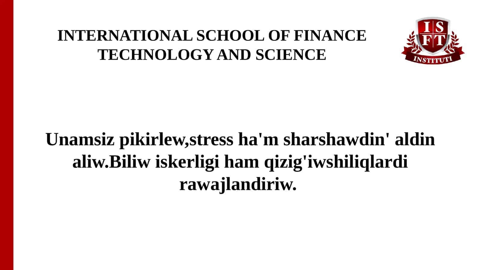 Unamsiz pikirlew, stress ha'm sharshawdin' aldin aliw.
