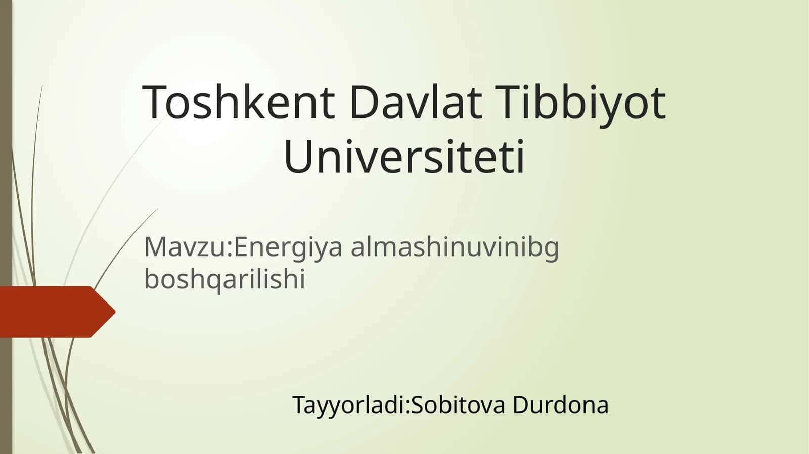 Energiya almashinuvinibg boshqarilishi